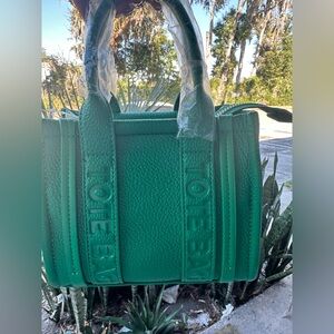 Vibrant Green. Mini tote Handbag and Wallet Set